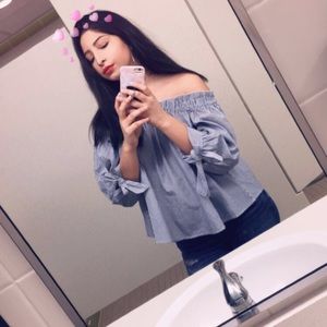 Off the shoulder striped blouse